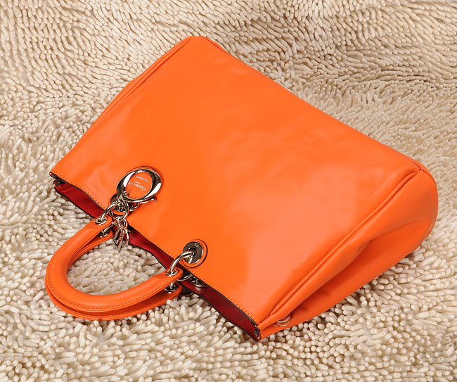 Christian Dior diorissimo nappa leather bag 0901 orange with silver hardware - Click Image to Close